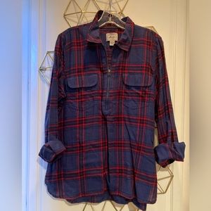 Flannel top zip front